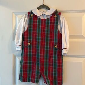 Little English Boys Button Tab John John - Highlands Tartan. Size 24 mos.